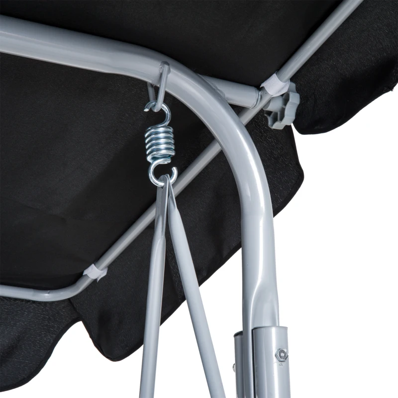Outsunny Dondolo da Giardino a 3 Posti in Metallo, Tetto Parasole Rimovibile e Lavabile, Nero e Argento, 171x108x154cm