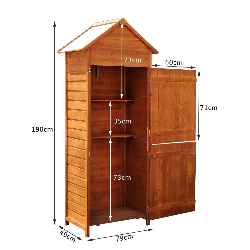 Outsunny Caseta Herramientas 190x79x49 cm Cobertizo Madera Maciza Gabinete Jardín Terraza