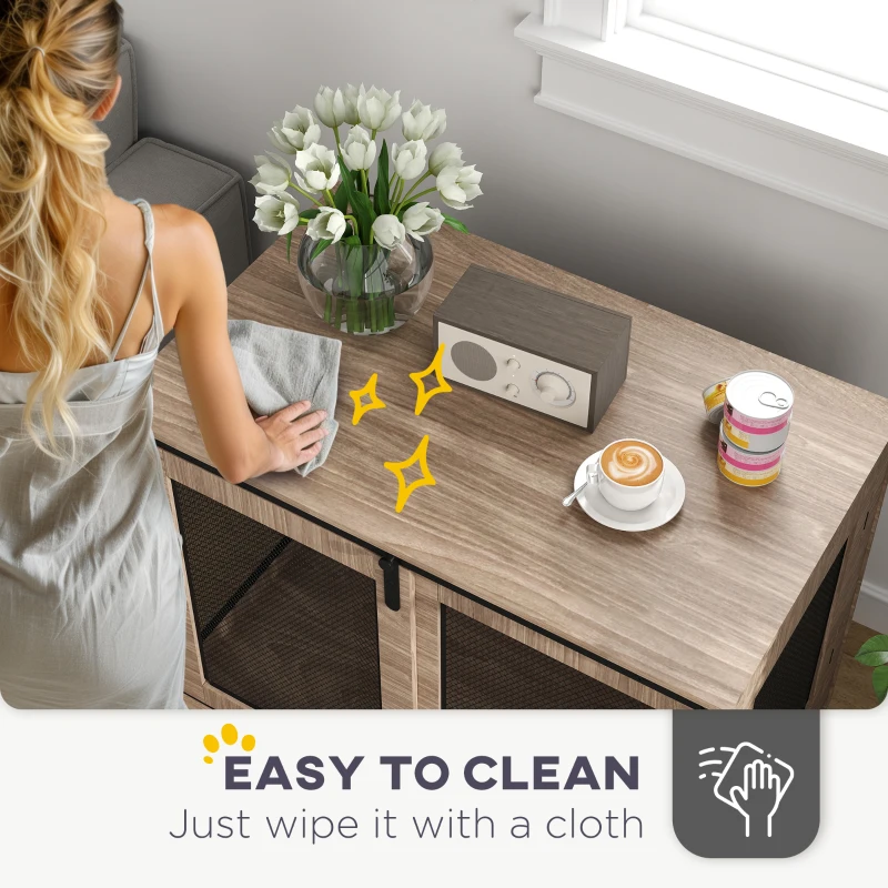 PawHut Dog Crate Furniture with Sliding Door for Large Dogs, Walnut Brown