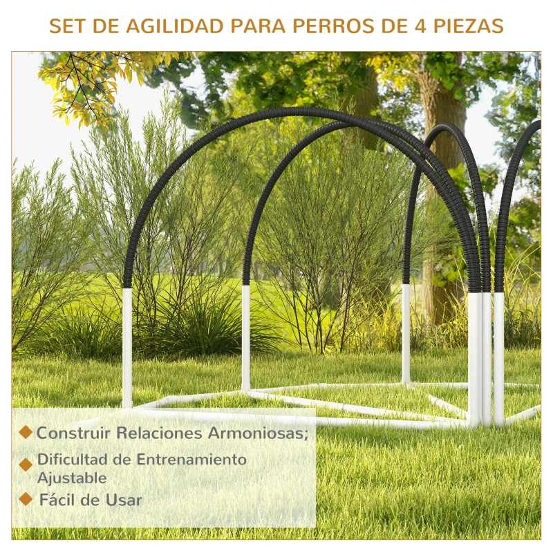 PawHut Set de Entrenamiento de Agilidad para Perros de 4 Piezas con Bolsa de Transporte 89x69x99 cm Negro