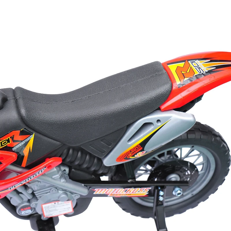 HOMCOM Moto Electrica Infantil Bateria 6V Recargable Niños 3+ Años Cargador y Ruedas Apoyo 102x53x66 cm Color Rojo