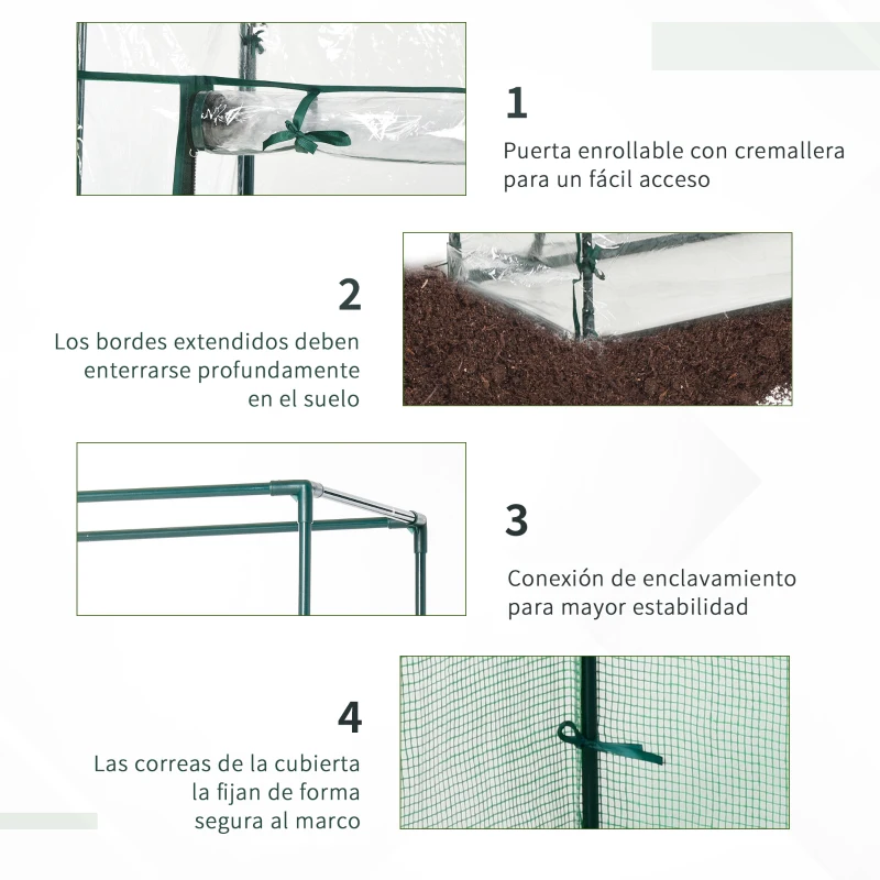 Outsunny Invernadero con Puerta Enrollable y Estructura de Acero Invernadero de Jardín Terraza Patio para Cultivo de Plantas 100x50x150 cm Verde