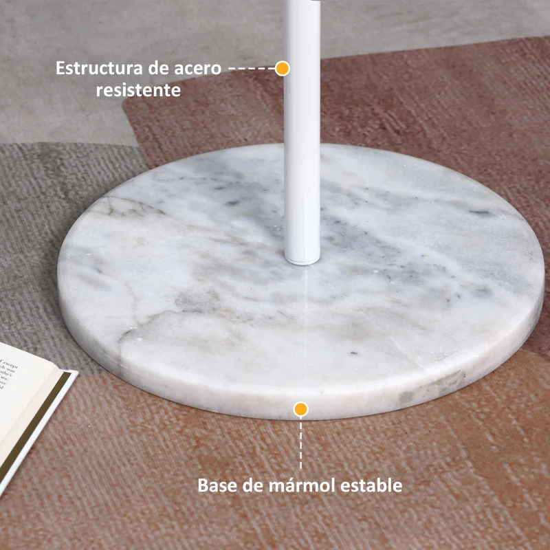 HOMCOM Perchero de Pie Perchero para Abrigos con 8 Ganchos para Colgar Ropa Bolsas Sombreros y Base de Mármol para Dormitorio Pasillo Entrada 35x35x170 cm Blanco