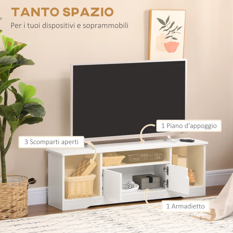 HOMCOM Mobile Porta TV Fino a 42" con Armadietto e Ripiani Aperti in Legno, 120x30x41cm