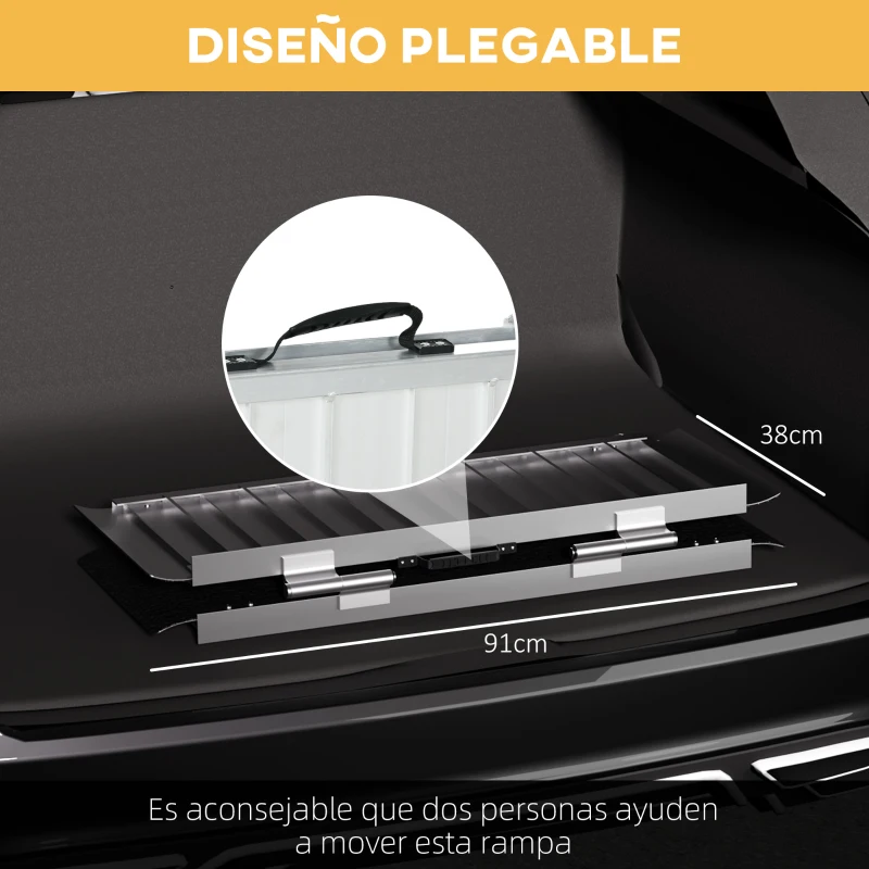HOMCOM Rampa para Sillas de Ruedas Plegable de Aleación de Aluminio 91 cm con Adhesivos Reflectantes Carga 272 kg Negro
