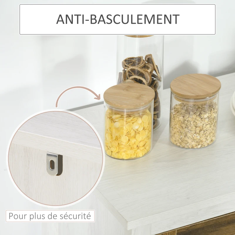 HOMCOM Meuble de rangement buffet vitrine bas pour la cuisine avec 2 portes vitrées et étagères en MDF - dim. 80I x 40P x 81,5H cm
