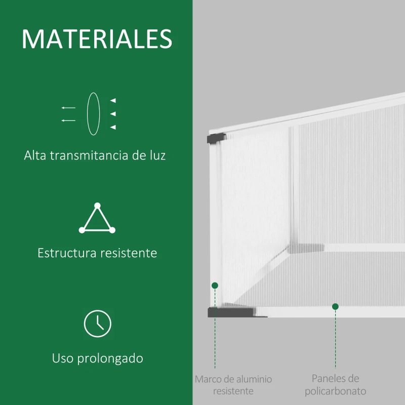 Outsunny Invernadero de Jardín 120x100x41 cm Policarbonato y Aluminio con 4 Techos Abatibles Vivero Casero para Cultivos Plantas Flores Transparente y Plata