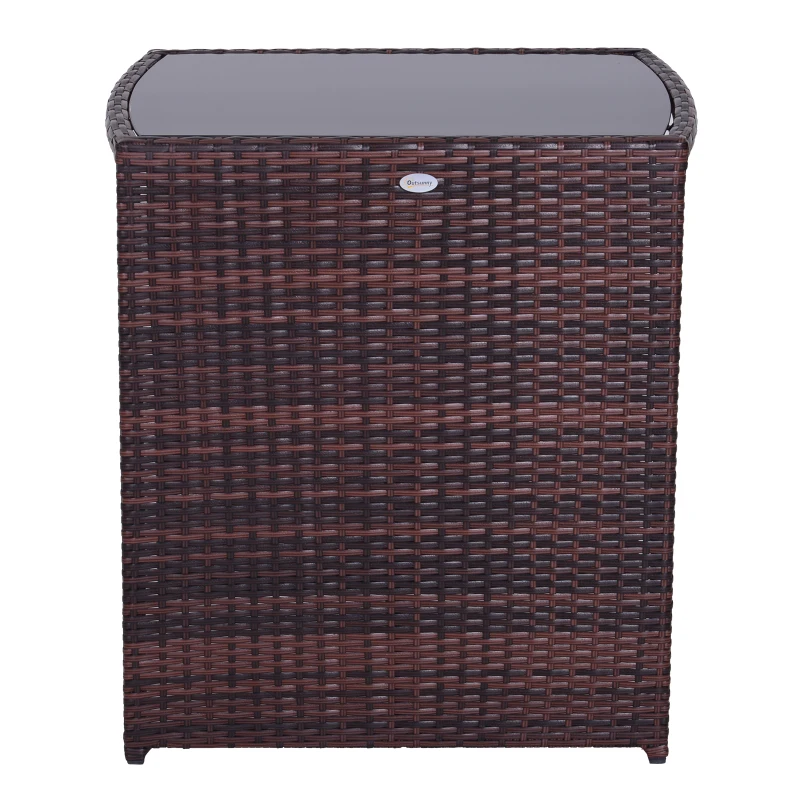 Outsunny Conjunto 1 Mesa y 2 Sillas Mueble Mimbre Ratan Jardin Terraza Exterior Desayuno