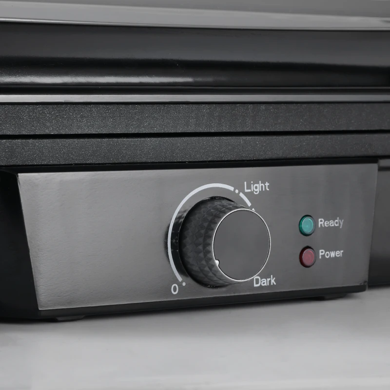 HOMCOM Health Grill & Panini Press, 4 Slice Toastie Machine, 2000W Electric Non-stick Grill with 180° Flat Open, Drip Tray and Adjustable Temperature, Sandwich Toaster Maker