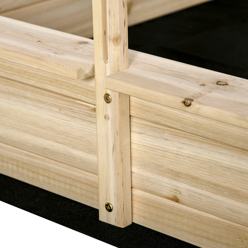 Outsunny Sabbiera per Bambini 3-8 Anni con Tettuccio Regolabile, in Legno di Abete e Poliestere, 118x118x118 cm