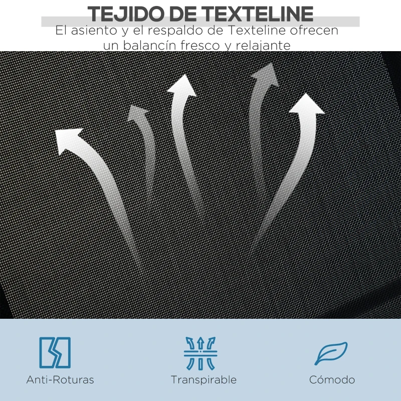 Outsunny Balancín Jardín Exterior Columpio Exterior de 3 Plazas con Toldo Ajustable Respaldo Transpirable y Marco de Metal para Terraza Balcón Carga 240 kg 171x108x154 cm Negro