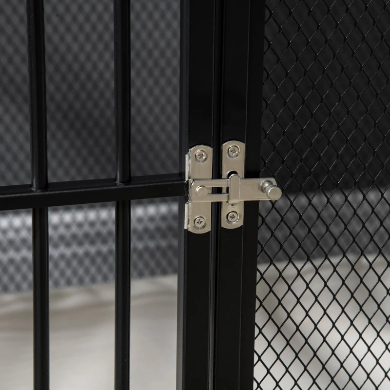 PawHut Jaula para Perros con Encimera Mesa Auxiliar con Perrera con Pestillo y Cojín Lavable 80x55x71 cm Roble y Negro