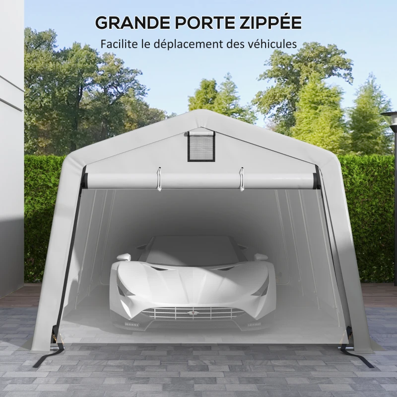 Outsunny Tente garage carport dim. 6,2L x 3,3l x 2,4H m acier galvanisé robuste PE haute densité 150 g/m² imperméable anti-UV(m-6)