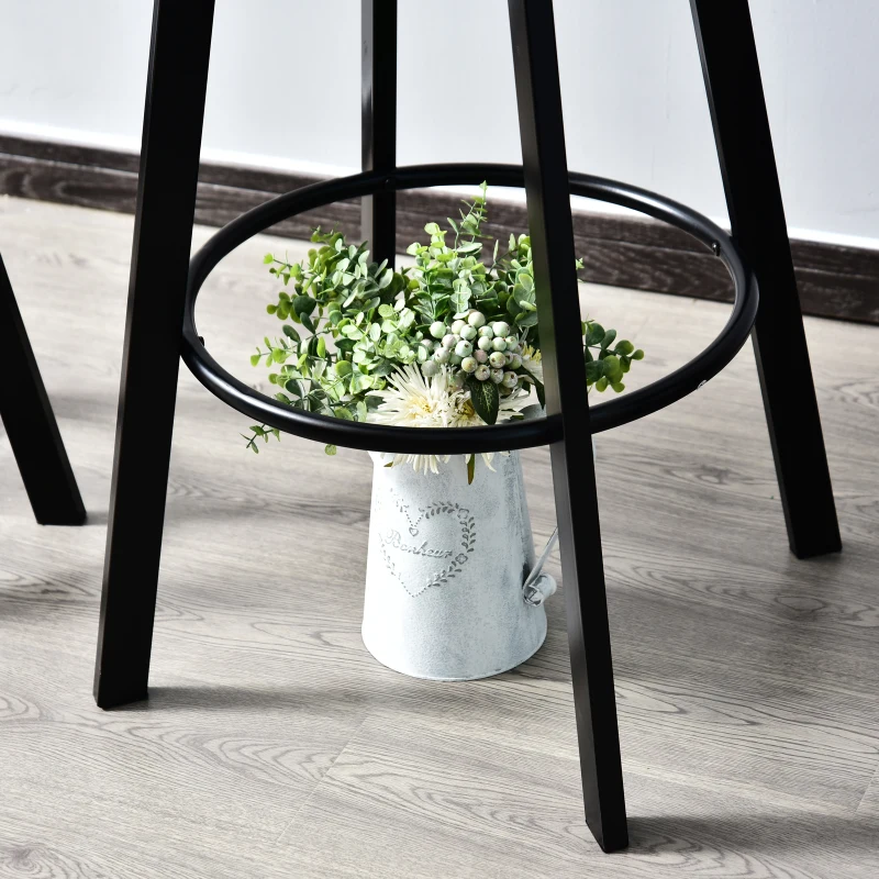 HOMCOM Conjunto Mesa y 2 Sillas Taburetes Mueble Redonda Bar Restaurante Juego de 3 Piezas Comedor Estilo Industrial Vintage Altura Ajustable Madera y Acero