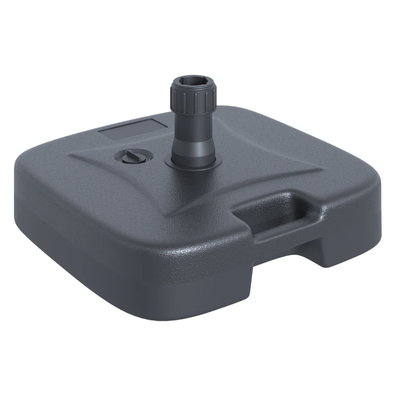 Outsunny Base per Ombrellone da Giardino in HDPE, Basamento per Ombrellone con Maniglia, Supporto per Ombrelloni con Pali Ø38mm, Riempibile con 20 kg di Acqua e 30 kg di Sabbia, Nero
