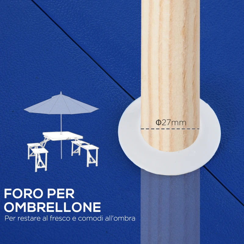 Outsunny Tavolino da campeggio con 4 Sedie Richiudibile a Valigetta in Alluminio