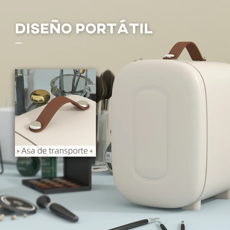 HOMCOM Nevera para Maquillaje 4L Nevera Cosméticos 9V/240V para Enfriar y Calentar Mini Frigorífico 20,3x26,3x28 cm Crema