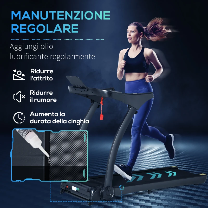 HOMCOM Tapis Roulant Elettrico Pieghevole Salvaspazio 550W, Velocità fino 14 km/h e 12 Programmi, Nero