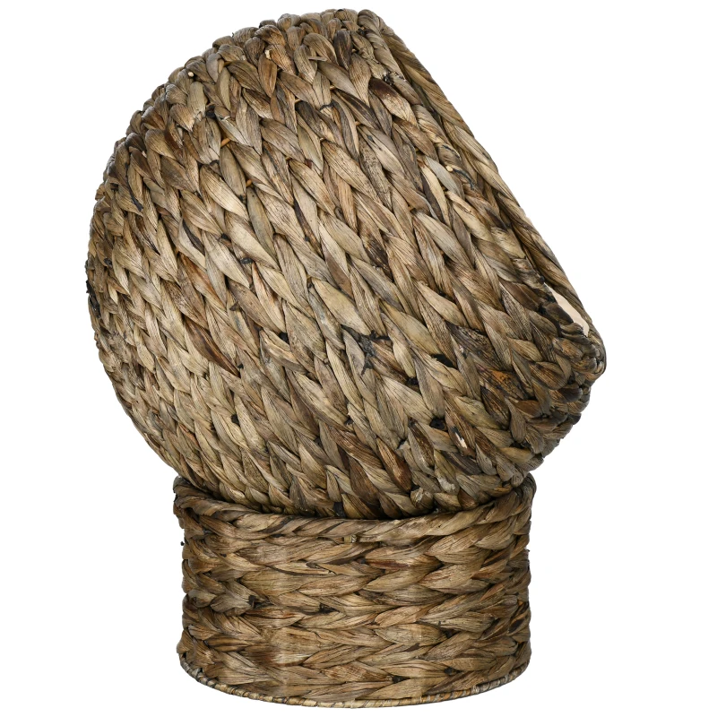 Pawhut Cuccia per Gatti Rialzata con Cuscino, Casetta Naturale con Foglie di Banana, Beige e Marrone, 40x37x51cm