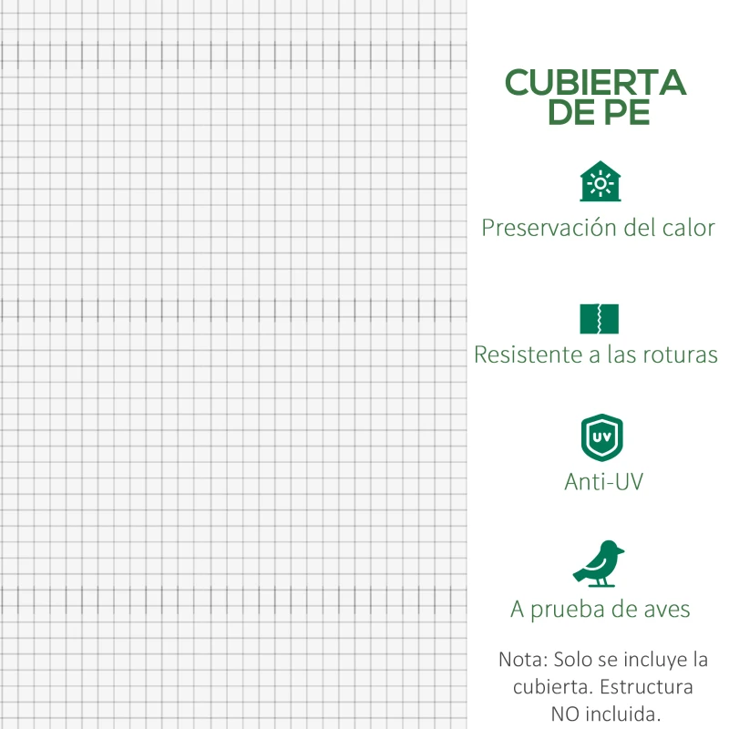 Outsunny Cubierta de Repuesto para Invernadero 600x300x200cm Tipo Túnel Carpa de Invernadero con 12 Ventanas Blanco