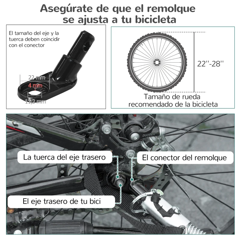 HOMCOM Remolque de Bicicleta 2 en 1 para Niños +18 Meses Plegable Cochecito de Paseo de 2 Plazas con Manillar Ajustable en Altura Bandera y Reflectores 160x83x96 cm Rojo