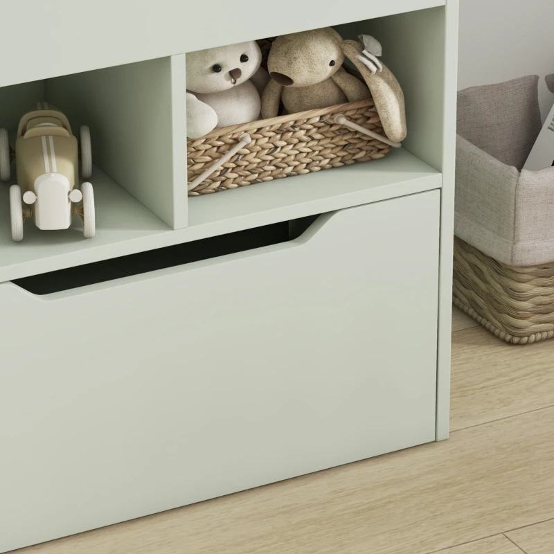 HOMCOM Bibliothèque étagère Multi-Rangement 3 étagères 2 niches Grand tiroir en bois Vert clair