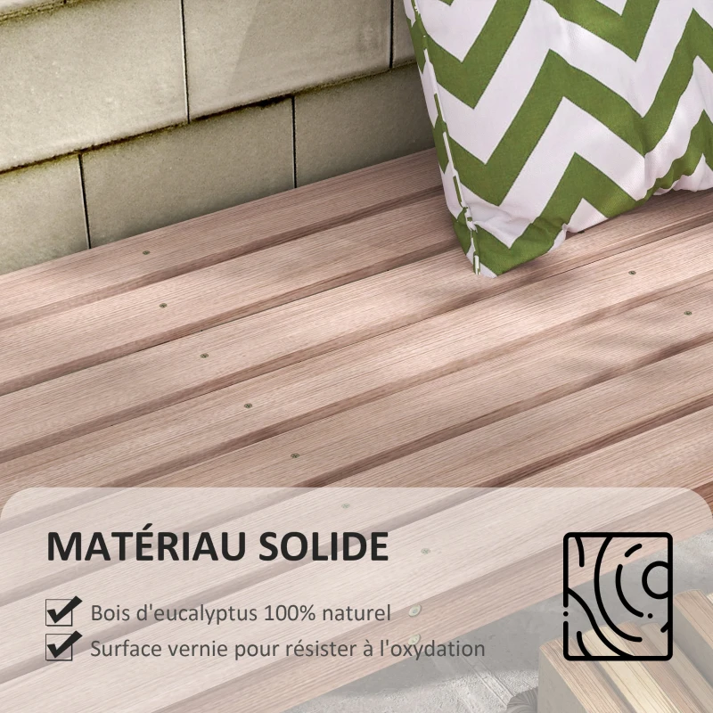 Outsunny Banc de jardin 2 places banc d'extérieur sans dossier assise à lattes cadre en bois pour jardin, terrasse, cour