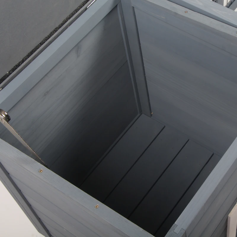 PawHut Rabbit Hutch Outdoor, Guinea Pig House, Bunny Run Cage with Openable Top for 1-2 Rabbits, 123 x 120 x 52cm, Grey