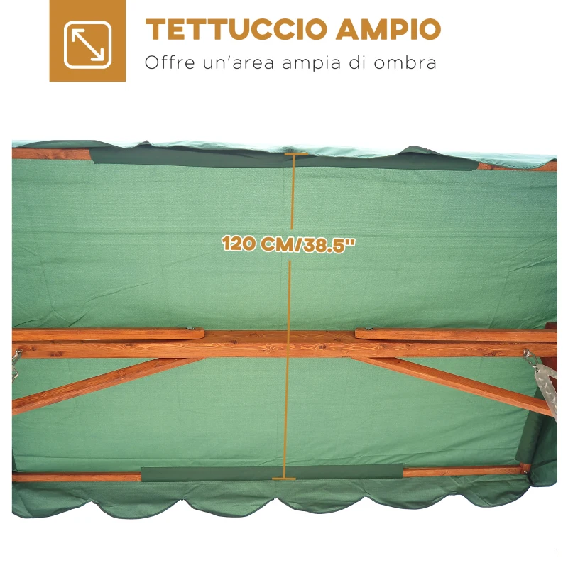 Outsunny Dondolo con Tetto Apribile Panchina Altalena Reclinabile per 3-4 Persone in Legno 235 x 128 x 180 cm FSC