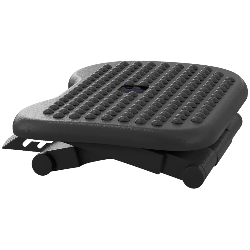 HOMCOM Footrest Adjustable Height & Angle Tilting Platform Home Office Foot Rest Black