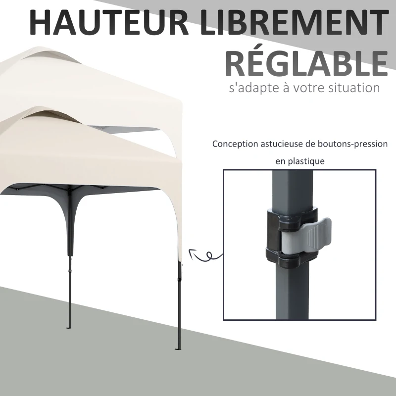 Outsunny Tonnelle 2,5 x 2,5 m barnum de jardin Pop-up pliant hauteur réglable Oxford anti UV50+ châssis acier sac de transport