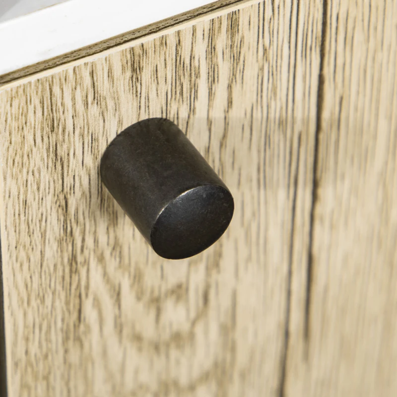 kleankin Armario Auxiliar de Baño con Armario y Estante Abierto para Lavabo Ducha Antivuelco 31,5x30x91cm Roble y Blanco