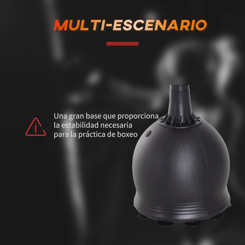 HOMCOM Saco de Boxeo de Pie 165 cm con Base Rellenable de Agua 22,5 kg o Arena 27,5 kg y Ventosas de Goma para Adultos y Niños 50x50x165 cm Negro