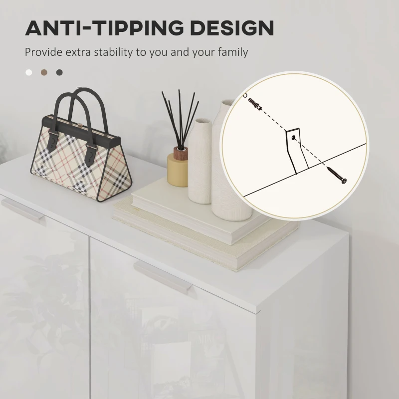 HOMCOM Five-Shelf Shoe Storage Cupboard - White