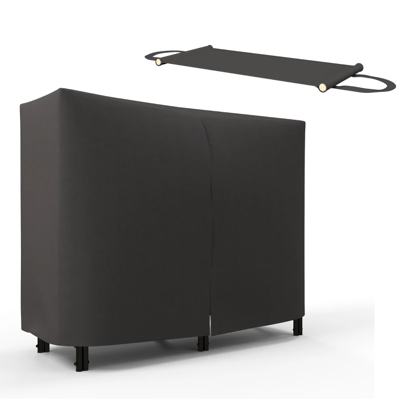 Outsunny Portalegna da Interno ed Esterno in Metallo con Telo Porta Legna e Copertura, 120x36x99 cm, Nero