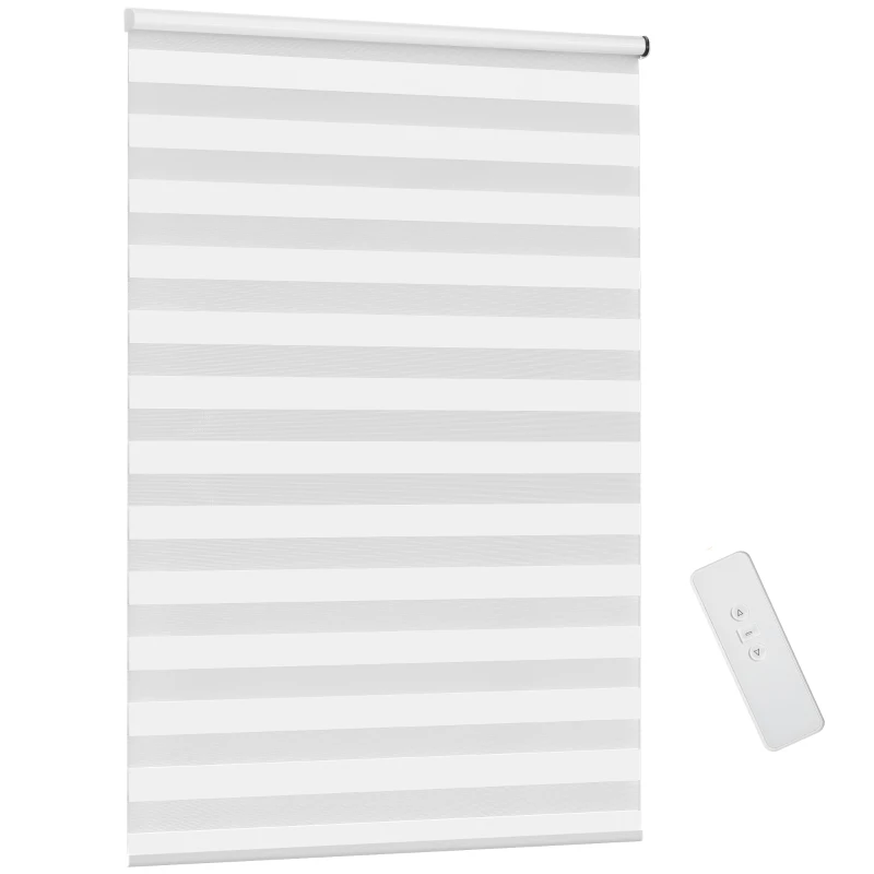 HOMCOM Doppelrollo mit Fernbedienung, USB-Schnittstelle, aufladbarer Akku, 120 cm x 180 cm x 7 cm, Weiß