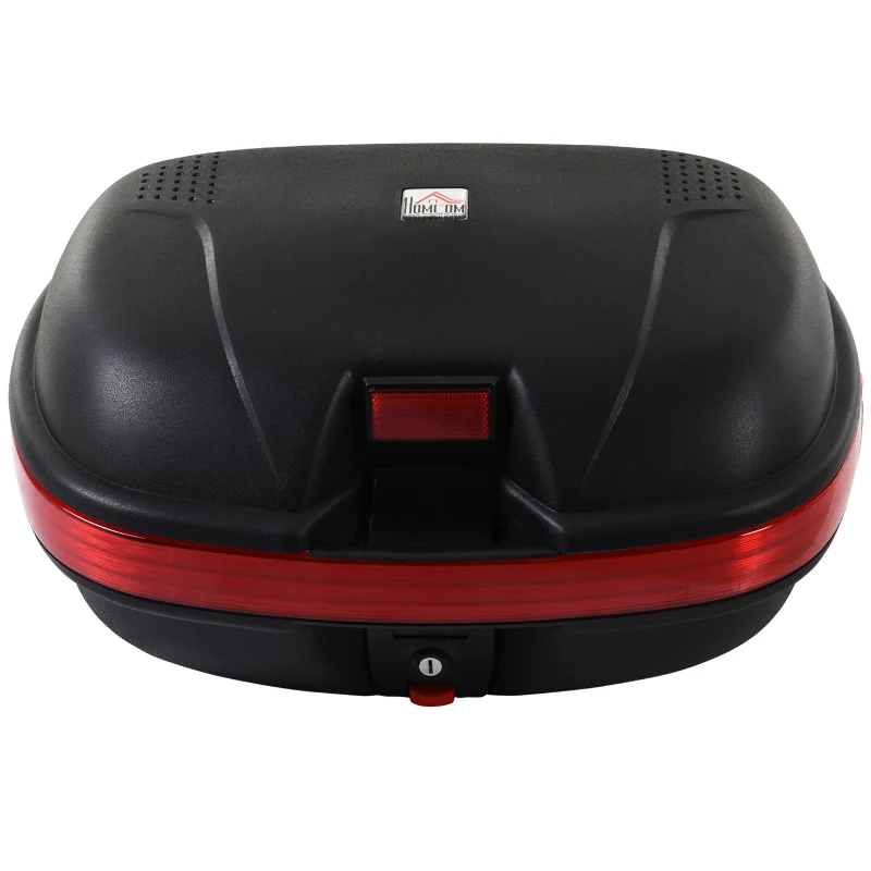 HOMCOM 43L Motorcycle Trunk Travel Luggage Storage Box Motorbike Accessory Large Storage Space For 2 Half Helmet - Black