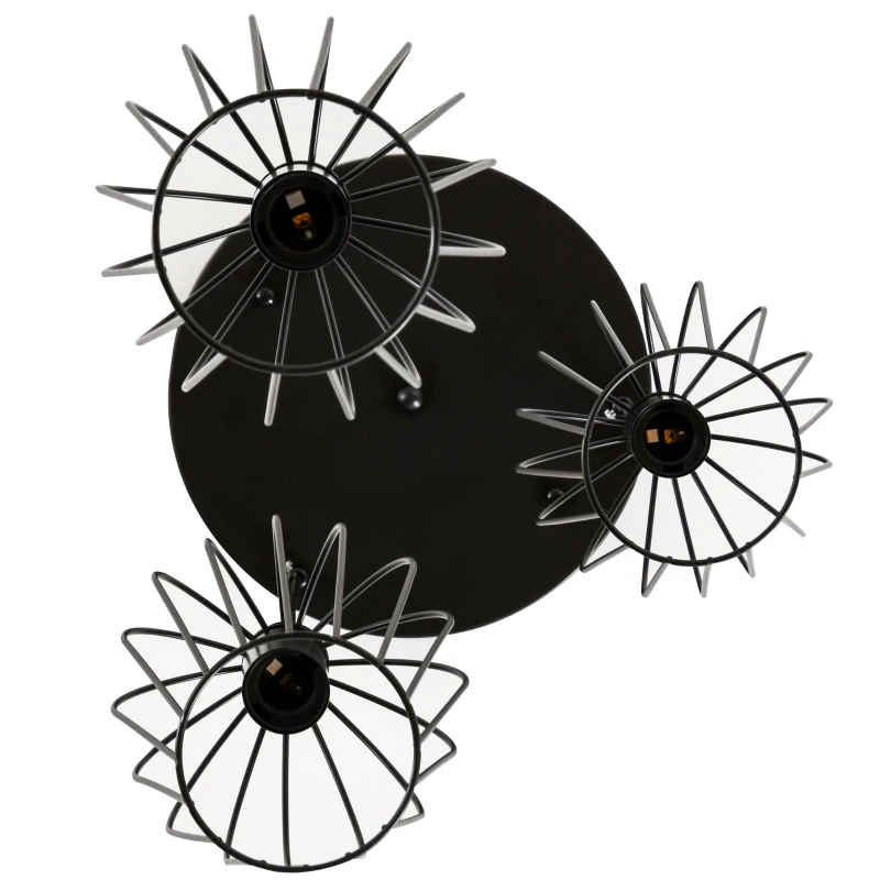 HOMCOM Lámpara Colgante Vintage Lámpara de Techo de Estilo Industrial 3 Portalámparas E27 Lámpara de Suspensión de Metal para Comedor Salón Ø38x133 cm Negro