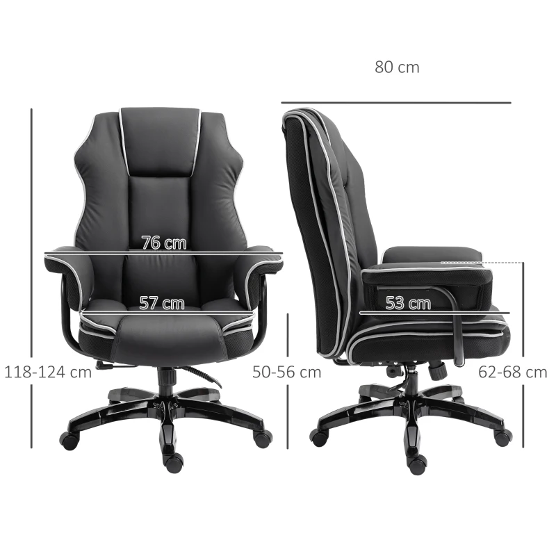 Vinsetto Faux Leather Executive Office Chair, with Contrast Piping - Black/White