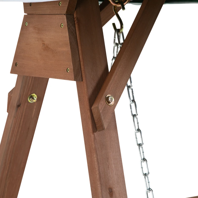 Outsunny Balancelle de Jardin 2 Places dim. 1,6L x 1,2l x 1,65H m Charge Max. reco. 227 Kg Toit Pare-Soleil intégré Bois de Sapin Polyester Vert