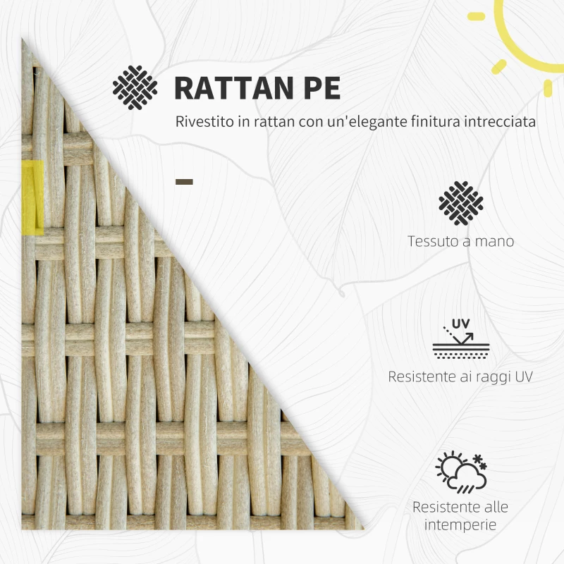 Outsunny Salotto da Giardino 7 Pezzi Modulabile in Rattan PE con Cuscini, Beige