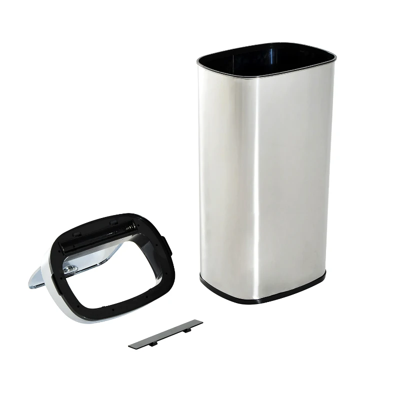 HOMCOM Papelera de Cocina 68L con Sensor de Infrarroja de Apertura Automática y Contacto Manual 40,5x29,5x78 cm Plata
