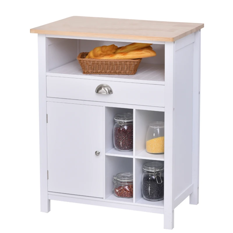 HOMCOM Küchenschrank, Weinschrank, Beistellschrank mit Schublade und Weinregal, Kommode, Sideboard für Küche, Wohnzimmer, Badezimmerschrank, Weiß, 70 x 45 x 88 cm