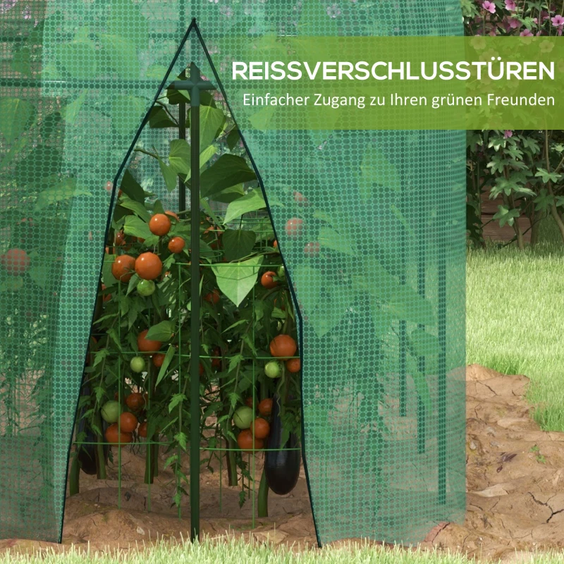 Outsunny Vogelschutznetz, Metallgestell, Reißverschlusstür, einfacher Auf- und Abbau, 3 x 1 x 1,5 m, Grün