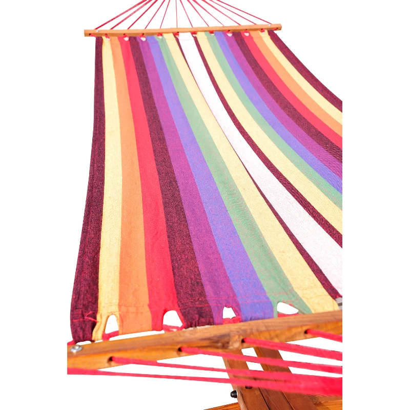 HOMCOM Hamac de Jardin avec Support en Bois hamac sur Pied 1 Personne Charge Max. 120 Kg