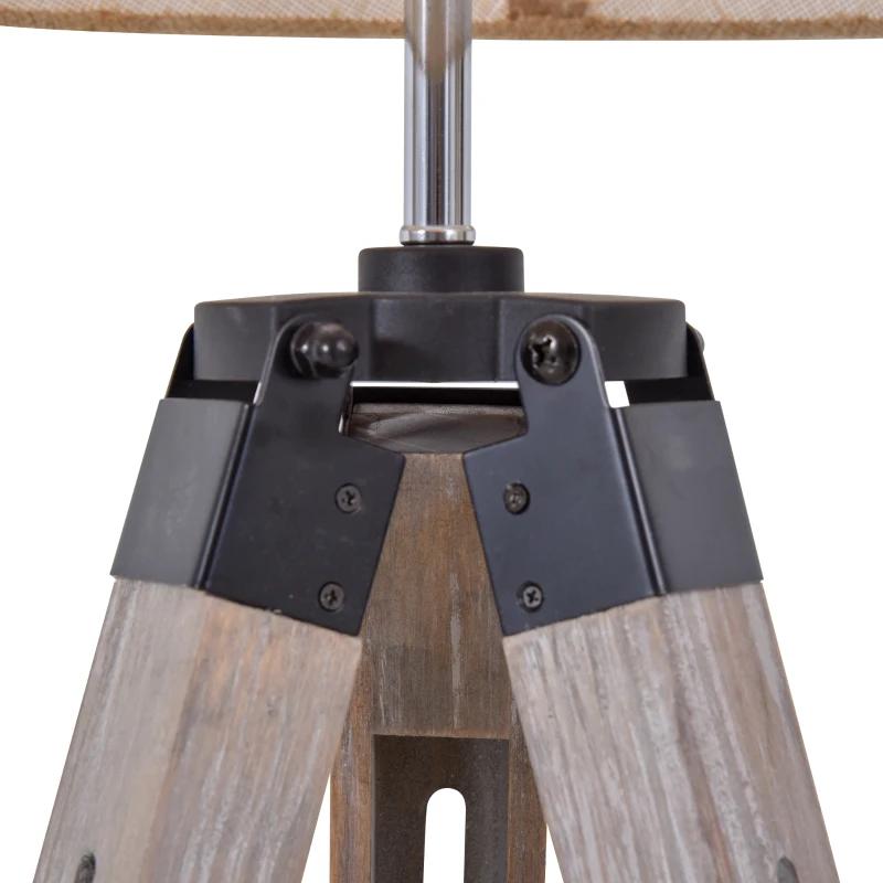 HOMCOM Lámpara de Pie con Trípode Regulable en Altura para Oficina y Hogar Estante Pequeño para Almacenaje Base Estable 63x63x110-150 cm Beige