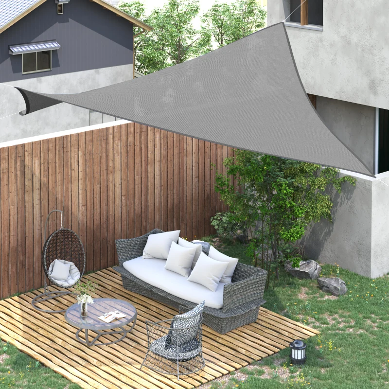 Outsunny 4 x 3m Sun Shade Sail HDPE Rectangle Canopy Outdoor Sunscreen Awning with Mounting Ropes for Garden, Patio, Party, UV Protection, Charcoal Grey