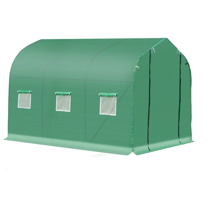 Outsunny Polytunnel Greenhouse with Windows and Door, Walk in Greenhouse for Garden, Backyard (3 x 2 M)