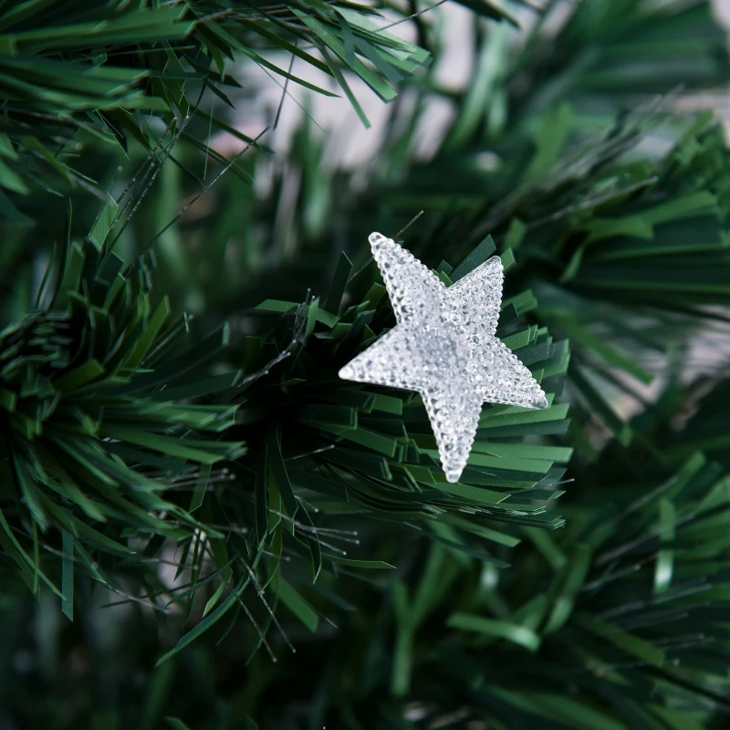 HOMCOM Albero di Natale Artificiale 150cm con 36 Luci LED e Fibre Ottiche Colorate, 180 Rami e Base Pieghevole, Verde