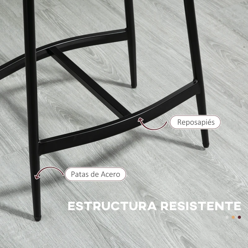 HOMCOM Conjunto de 2 Taburetes Altos de Cocina con Estructura de Acero Estilo Industrial Carga 120 kg para Comedor Bar Gris